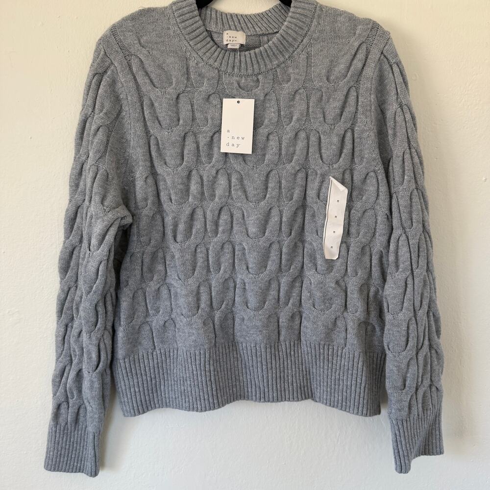 NWT A new day gray cable knit sweater